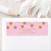 ピンク&金ゴールドモダンストリングライツシック招待状 ラベル (インサイチュ)