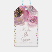 ピンク&金ゴールドモダンフローラ水彩ブライダルシャワー ギフトタグ (裏面)