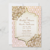 ピンク&金ゴールドモロッコアラビアンナイトブライダルシャワー 招待状 (正面)