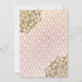 ピンク&金ゴールドモロッコアラビアンナイトブライダルシャワー 招待状 (裏面)