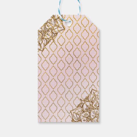 ピンク&金ゴールドモロッコアラビアンナイト結婚式の引き出物 ギフトタグ (裏面)