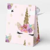 ピンク&金ゴールドユニコーンフローラホルンバースデーパーティー フェイバーボックス (裏面サイド)