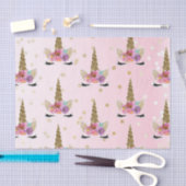 ピンク&金ゴールドユニコーンフローラホルンバースデーパーティー 薄葉紙