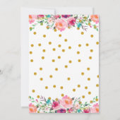 ピンク&金ゴールドユニコーン美しいフローラ赤ちゃんシャワー 招待状 (裏面)