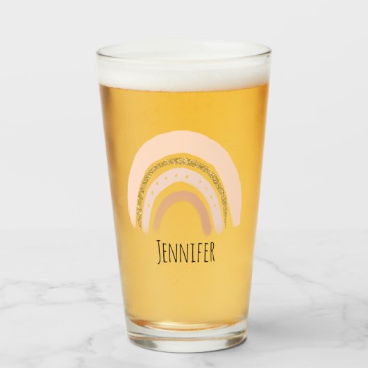ピンク&金ゴールドレインボーエレガントホ タンブラーグラス (ドリンク正面)