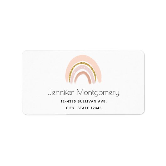 ピンク&金ゴールドレインボーエレガントホ ラベル (正面)