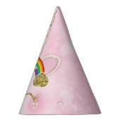 ピンク&金ゴールドレインボースターユニコーンホーン顔 パーティーハット (右)
