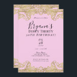 ピンク&金ゴールドレースシックダーティ30 30th誕生日 招待状<br><div class="desc">カスタマイズイベント</div>