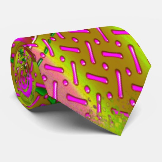 ピンク&金ゴールド二色性溶融ガラスフラクタル ネクタイ (ロール)