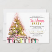 ピンク |金ゴールド企業ののパーティの招待状 招待状 (正面)