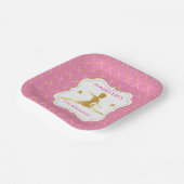 ピンク |金ゴールド体操ガールバースデーパーティー ペーパープレート (傾斜あり)