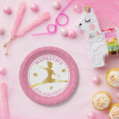 ピンク |金ゴールド体操ガールバースデーパーティー ペーパープレート (パーティー)