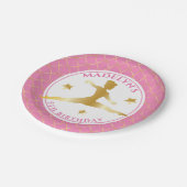 ピンク |金ゴールド体操ガールバースデーパーティー ペーパープレート (アングル)