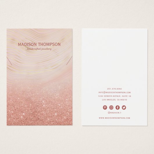 ピンク&金ゴールド大理石ジュエリーネックレスディスプレイ (正面&裏面)