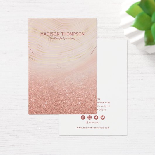 ピンク&金ゴールド大理石ジュエリーネックレスディスプレイ (デスク)