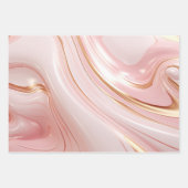 ピンク&金ゴールド大理石 ラッピングペーパーシート (正面3)