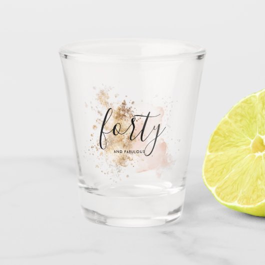 ピンク&金ゴールド女性誕生日 ショットグラス (正面)