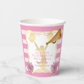 ピンク |金ゴールド応援のチアリーダーガールバースデーパーティー 紙コップ (裏面)
