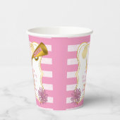 ピンク |金ゴールド応援のチアリーダーガールバースデーパーティー 紙コップ (左)
