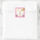 ピンク |金ゴールド応援チアリーダー女の子の誕生日パーティー スクエアシール (バッグ)