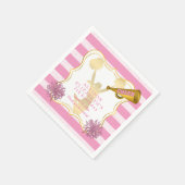 ピンク |金ゴールド応援チアリーダー女の子の誕生日パーティー スタンダードカクテルナプキン (角)