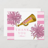 ピンク |金ゴールド応援チアリーダー女の子の誕生日パーティー ポストカード (正面/裏面)