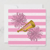 ピンク |金ゴールド応援チアリー10代のダー誕生日パーティー 招待状 (裏面)