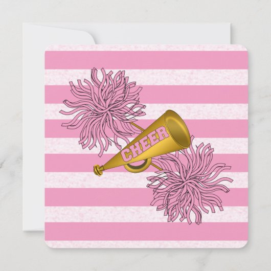 ピンク |金ゴールド応援チアリー10代のダー誕生日パーティー 招待状 (裏面)