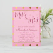 ピンク&金ゴールド恋しく思水玉模様からミセス・ブライダルシャワー 招待状 (スタンド正面)