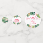 ピンク&金ゴールド恐竜サファリ誕生日 コンフェッティ (裏面)