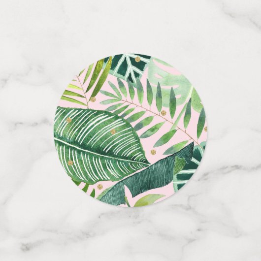 ピンク&金ゴールド恐竜サファリ誕生日 コンフェッティ (スモール正面)