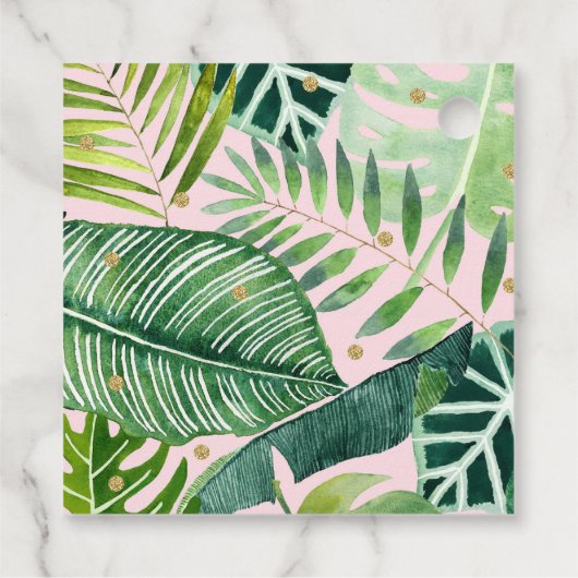 ピンク&金ゴールド恐竜サファリ誕生日 フェイバータグ (裏面)