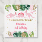 ピンク&金ゴールド恐竜サファリ誕生日 フェイバータグ (正面)