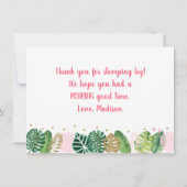 ピンク&金ゴールド恐竜誕生日ありがとう サンキューカード (裏面)