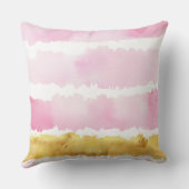 ピンク&金ゴールド水彩ストライプの装飾用クッション クッション (裏面)