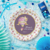 ピンク+金ゴールド熱気球ベビーシャワーパーソナライズされた ペーパープレート (パーティー)