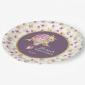 ピンク+金ゴールド熱気球ベビーシャワーパーソナライズされた ペーパープレート (アングル)