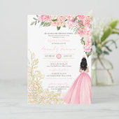 ピンク&金ゴールド牡丹フローラキンセアニェラ 招待状 (スタンド正面)