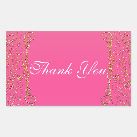 ピンク&金ゴールド王室のキャッスルフェアリープリンセスのお願い 長方形シール (正面)