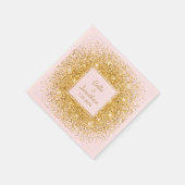 ピンク、金ゴールド紙吹雪グリッターエレガントウェディングカスタム スタンダードカクテルナプキン (角)