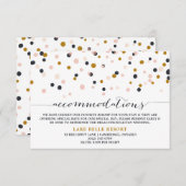 ピンク&金ゴールド紙吹雪ドット宿泊カード エンクロージャーカード (正面/裏面)