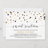 ピンク&金ゴールド紙吹雪ドットSweet sixteen招待状 招待状 (正面)