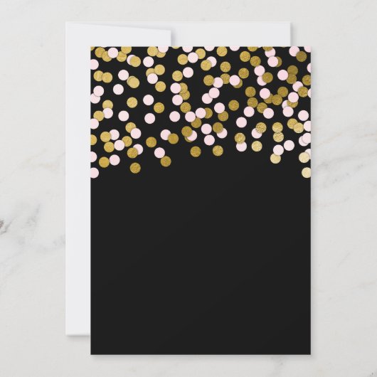 ピンク | 金ゴールド紙吹雪バルミツワーお祝い 招待状 (裏面)