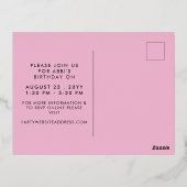 ピンク&金ゴールド紙吹雪ビッグナンバーガール誕生日 箔招待状ポストカード (裏面)