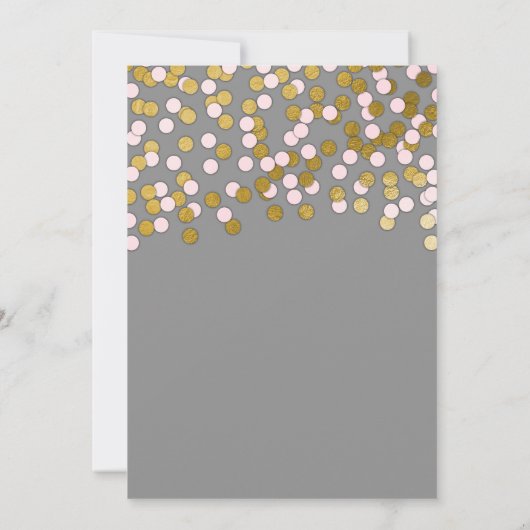 ピンク|金ゴールド紙吹雪結婚のリハーサルディナー 招待状 (裏面)