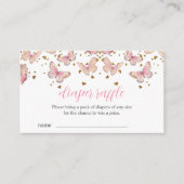 ピンク&金ゴールド蝶 |おむつラッフルインサート エンクロージャーカード (正面)