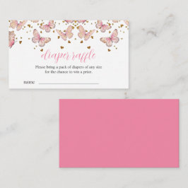 ピンク&金ゴールド蝶 |おむつラッフルインサート エンクロージャーカード