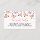 ピンク&金ゴールド蝶 |ベビー挿入用のブック エンクロージャーカード (正面)