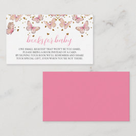 ピンク&金ゴールド蝶 |ベビー挿入用のブック エンクロージャーカード