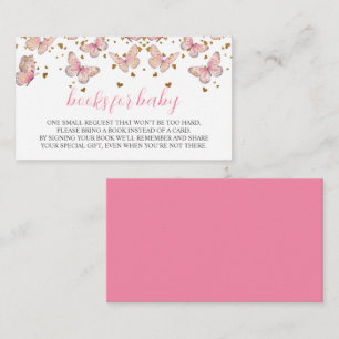 ピンク&金ゴールド蝶  ベビー挿入用のブック エンクロージャーカード